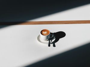Preview wallpaper coffee, cup, shadows, minimalism