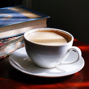 Preview wallpaper coffee, cup, shadows, book, drink