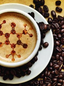 Preview wallpaper coffee, cup, skin, molecules, grains