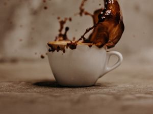 Preview wallpaper coffee, cup, spray, drink, drops