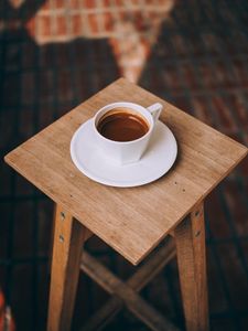 Preview wallpaper coffee, cup, surface, wooden