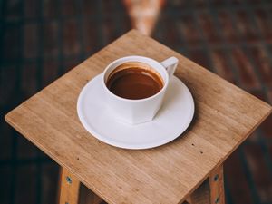 Preview wallpaper coffee, cup, surface, wooden