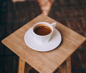 Preview wallpaper coffee, cup, surface, wooden