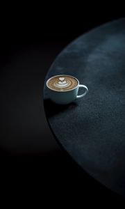 Preview wallpaper coffee, cup, table, minimalism, dark