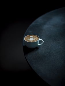 Preview wallpaper coffee, cup, table, minimalism, dark