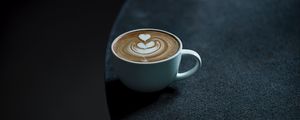 Preview wallpaper coffee, cup, table, minimalism, dark
