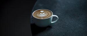 Preview wallpaper coffee, cup, table, minimalism, dark
