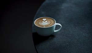 Preview wallpaper coffee, cup, table, minimalism, dark