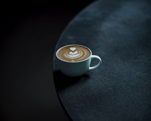 Preview wallpaper coffee, cup, table, minimalism, dark