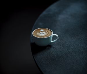 Preview wallpaper coffee, cup, table, minimalism, dark