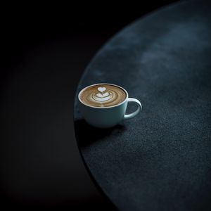 Preview wallpaper coffee, cup, table, minimalism, dark