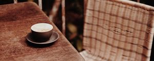 Preview wallpaper coffee, cup, table, chair, wooden