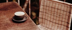 Preview wallpaper coffee, cup, table, chair, wooden