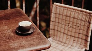 Preview wallpaper coffee, cup, table, chair, wooden