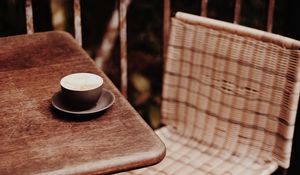 Preview wallpaper coffee, cup, table, chair, wooden