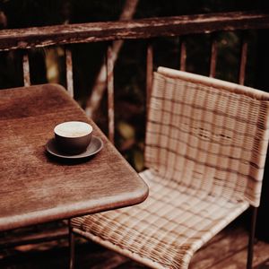 Preview wallpaper coffee, cup, table, chair, wooden