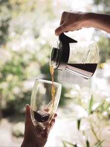 Preview wallpaper coffee, cup, teapot, drink, hands