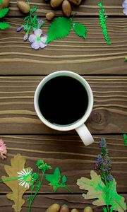 Preview wallpaper coffee, cup, wooden, surface