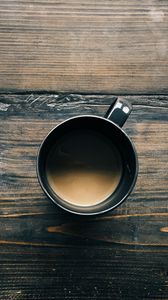 Preview wallpaper coffee, cup, wooden surface