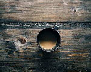 Preview wallpaper coffee, cup, wooden surface