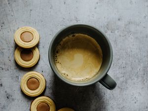 Preview wallpaper coffee, drink, cookies, cup, breakfast