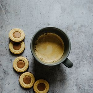 Preview wallpaper coffee, drink, cookies, cup, breakfast