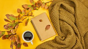 Preview wallpaper coffee, drink, cup, branch, yellow