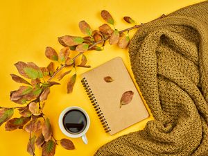 Preview wallpaper coffee, drink, cup, branch, yellow