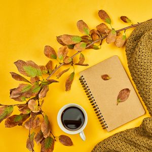Preview wallpaper coffee, drink, cup, branch, yellow