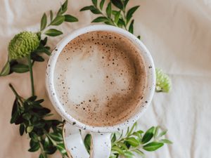 Preview wallpaper coffee, drink, cup, branches, leaves