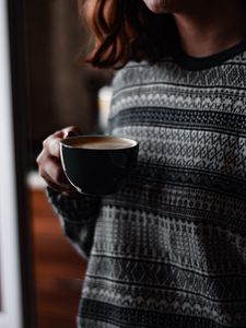 Preview wallpaper coffee, drink, cup, girl, hand