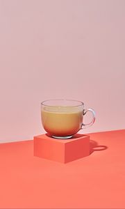 Preview wallpaper coffee, drink, cup, minimalism, pink