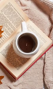 Preview wallpaper coffee, drink, cup, book, autumn, aesthetics