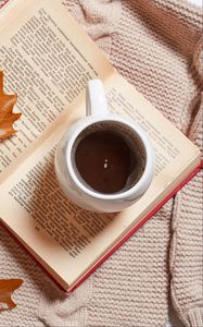 Preview wallpaper coffee, drink, cup, book, autumn, aesthetics