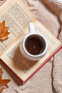 Preview wallpaper coffee, drink, cup, book, autumn, aesthetics