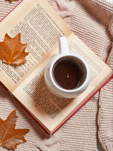 Preview wallpaper coffee, drink, cup, book, autumn, aesthetics