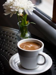 Preview wallpaper coffee, drink, cup, flowers