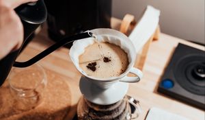 Preview wallpaper coffee, drink, foam, kettle, pitcher