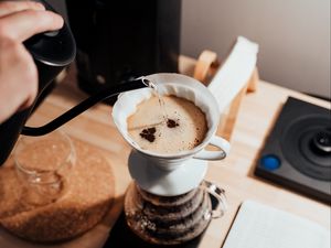 Preview wallpaper coffee, drink, foam, kettle, pitcher