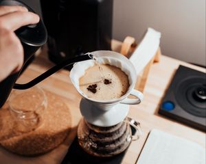 Preview wallpaper coffee, drink, foam, kettle, pitcher