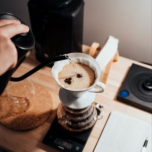 Preview wallpaper coffee, drink, foam, kettle, pitcher