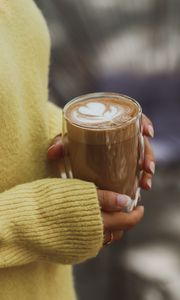 Preview wallpaper coffee, drink, glass, hands, comfort