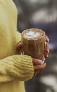 Preview wallpaper coffee, drink, glass, hands, comfort