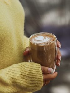 Preview wallpaper coffee, drink, glass, hands, comfort