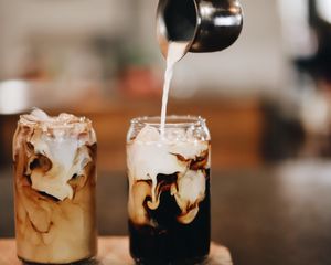 Preview wallpaper coffee, drink, glasses, hand, milk