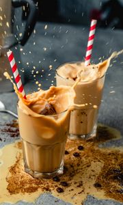 Preview wallpaper coffee, drink, glasses, splashes, coffee beans
