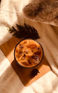 Preview wallpaper coffee, drink, ice, glass, board