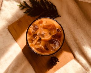 Preview wallpaper coffee, drink, ice, glass, board