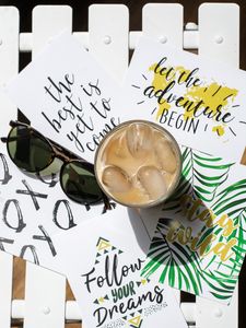 Preview wallpaper coffee, drink, ice, glass, sunglasses, summer