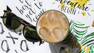Preview wallpaper coffee, drink, ice, glass, sunglasses, summer